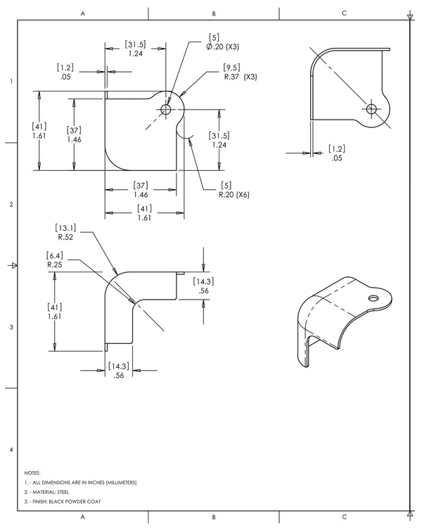 Black 2 Leg Corner - The Speaker Factory